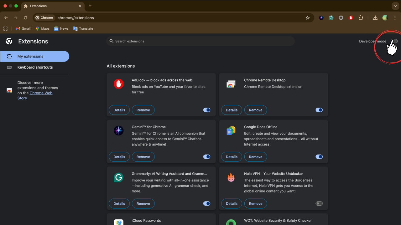 Enable developer mode